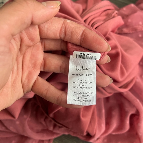 Lulu's Next to You Rusty Rose Swiss Dot Ruffled Midi Dress - Picture 12 of 12